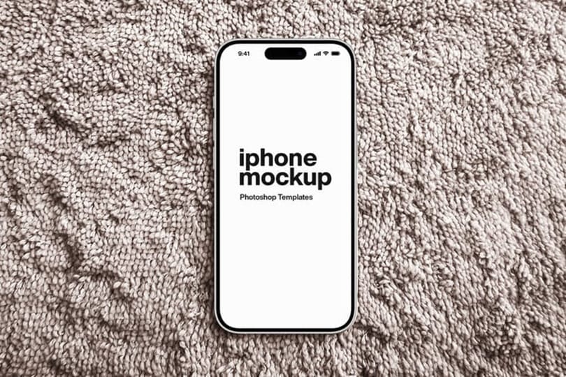 Photoshop iPhone Mockup On Carpet