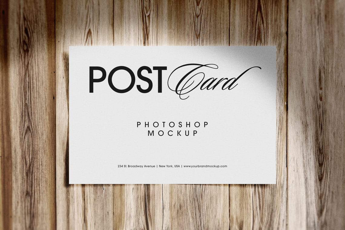 Photoshop Business Card Mockup on Wood