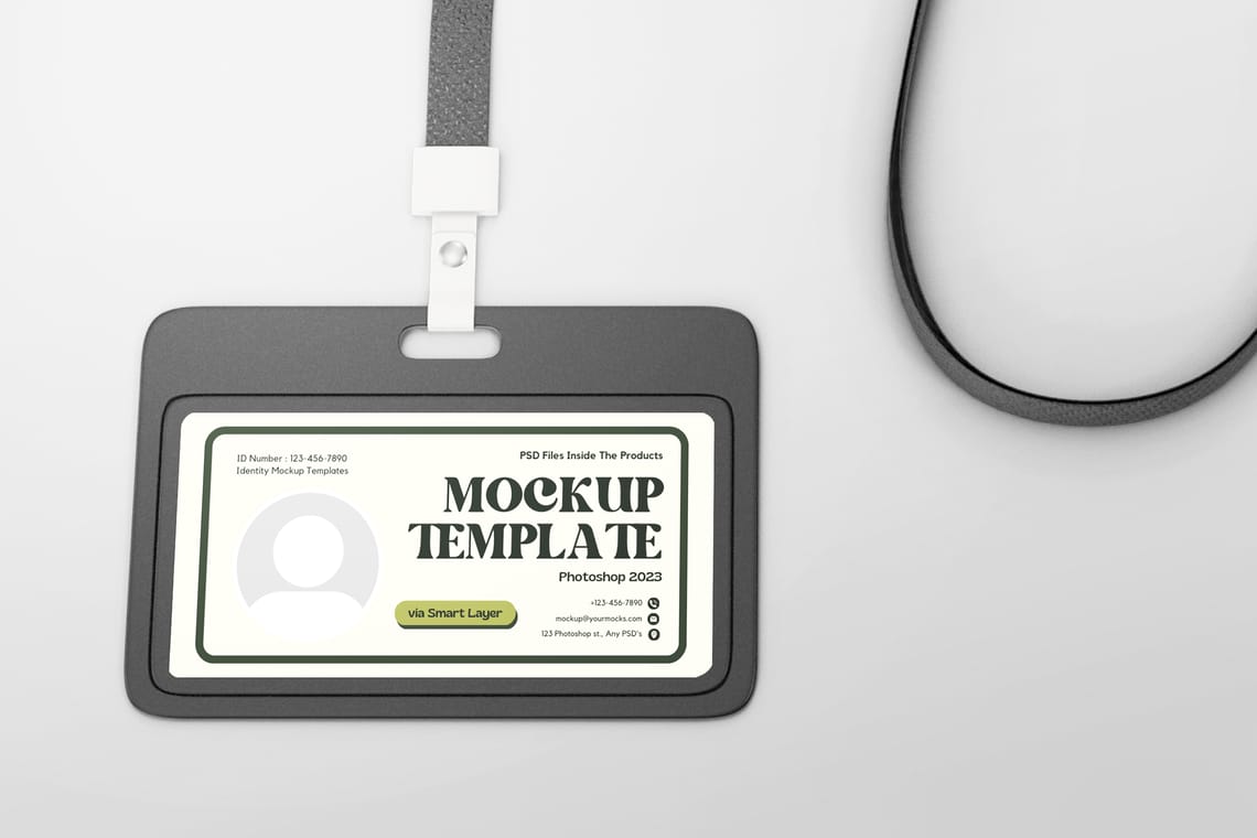 Photoshop Close Up Lanyard ID Card Mockup