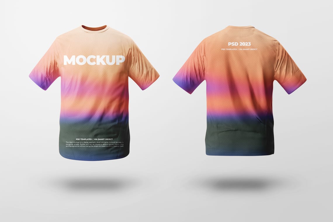 Photoshop Floating Front and Back Sports T-Shirt Mockup