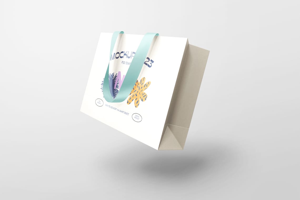 Photoshop Floating Paper Bag Mockup