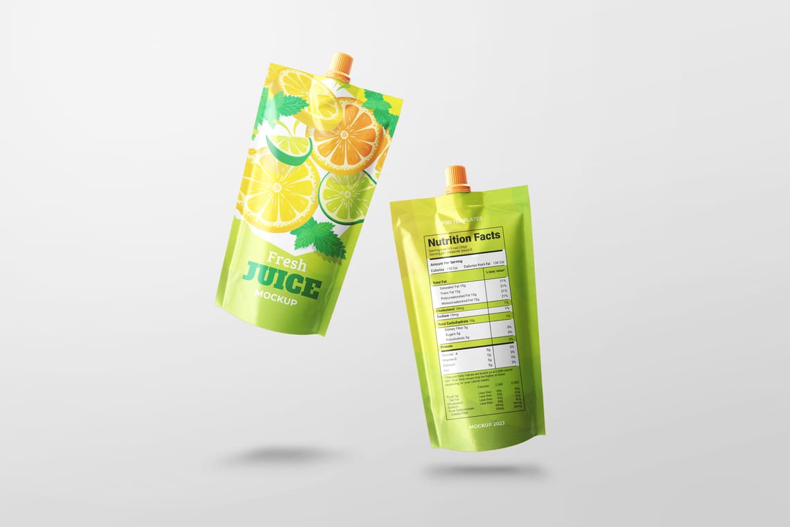 Photoshop Floating Spout Pouch Bag Mockup