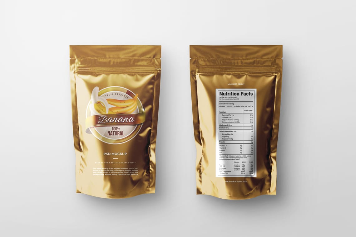 Photoshop Foil Food Pouch Mockup