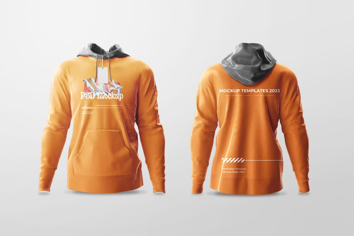 Photoshop Front and Back Male Standard Hoodie Mockup