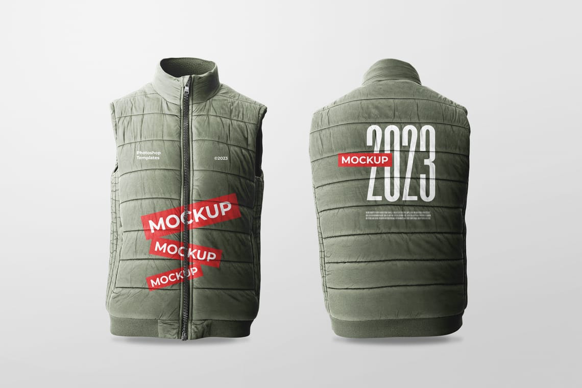 Photoshop Front and Back Men Vest Mockup