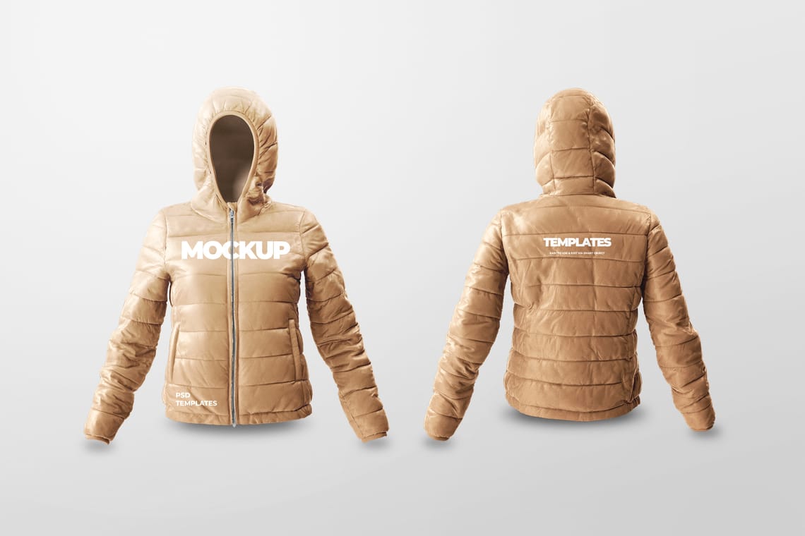 Photoshop Front and Back Puffer Jacket Mockup