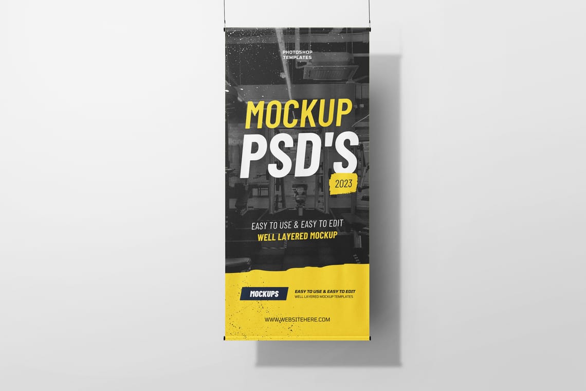 Photoshop Hanging Banner Flag Mockup