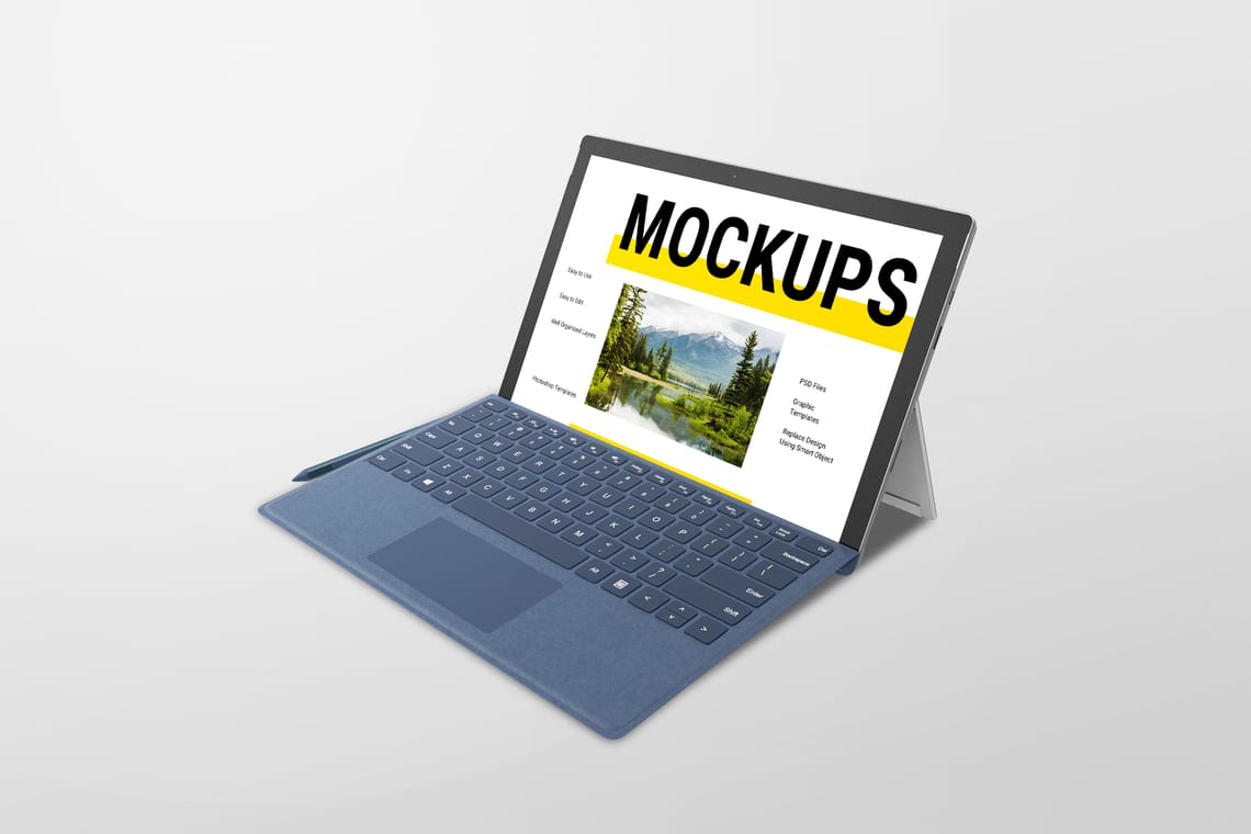 Photoshop Left View of Modern Laptop Mockup