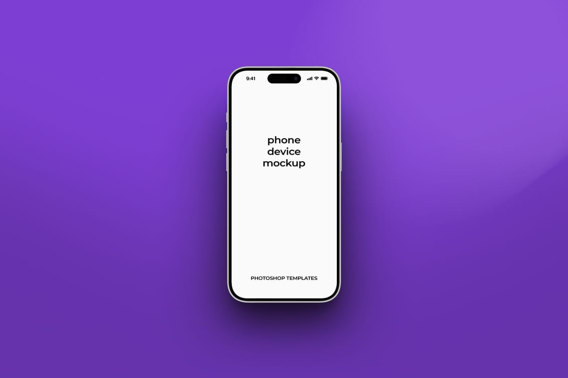 Photoshop iPhone Mockup on Purple Background