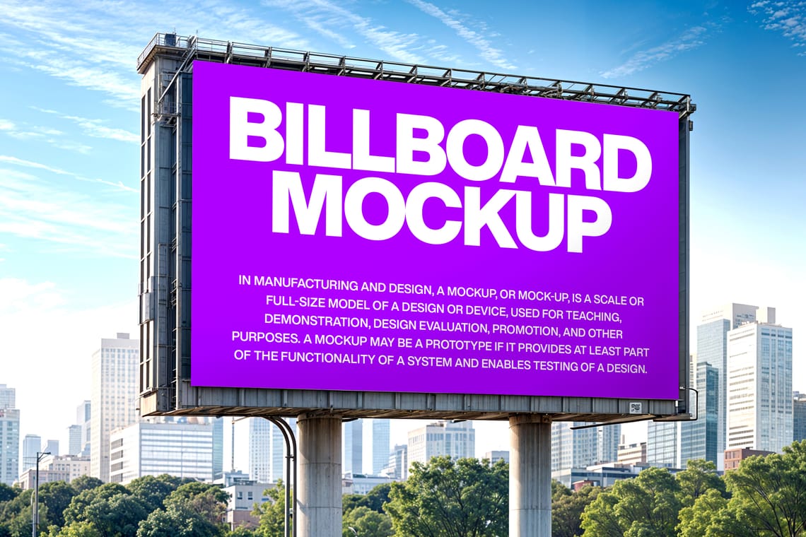 Photoshop Billboard Mockup on Green City