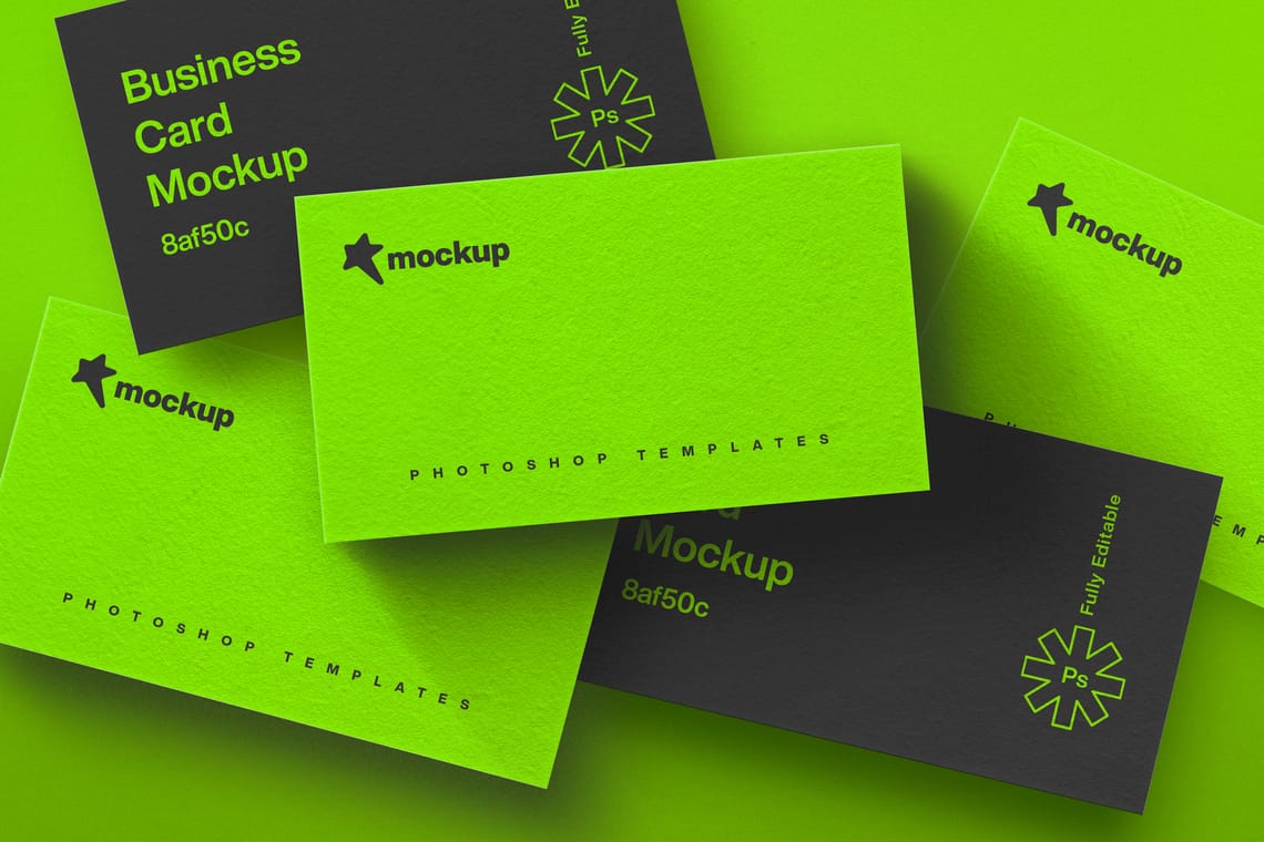 Photoshop Stacked Light Business Card Mockup