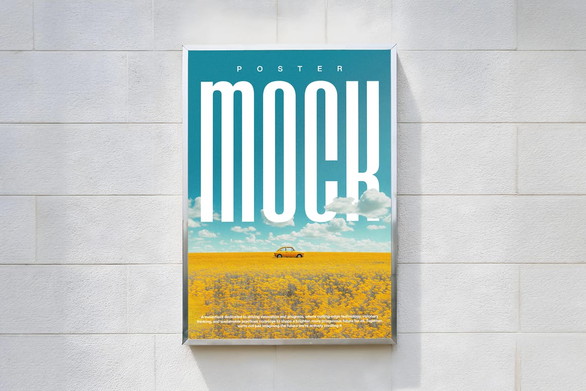 Photoshop Steel Frame Street Wall Poster Mockup