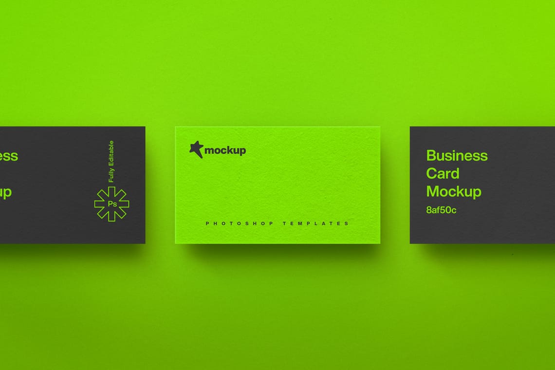 Photoshop Three Light Business Card Mockup