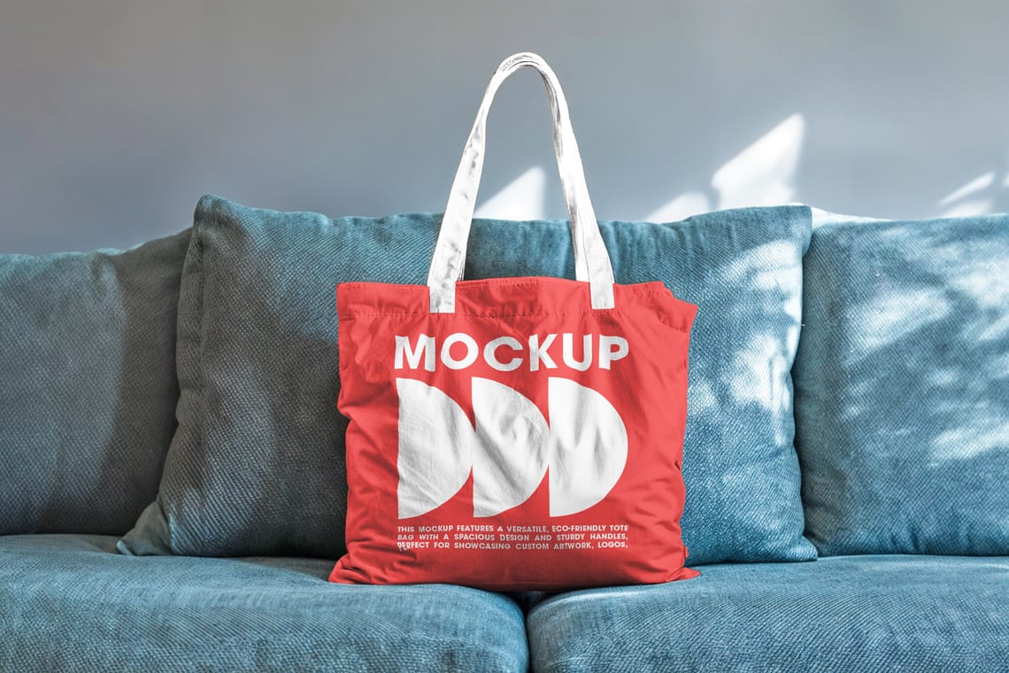 Photoshop Totebag Mockup On Sofa