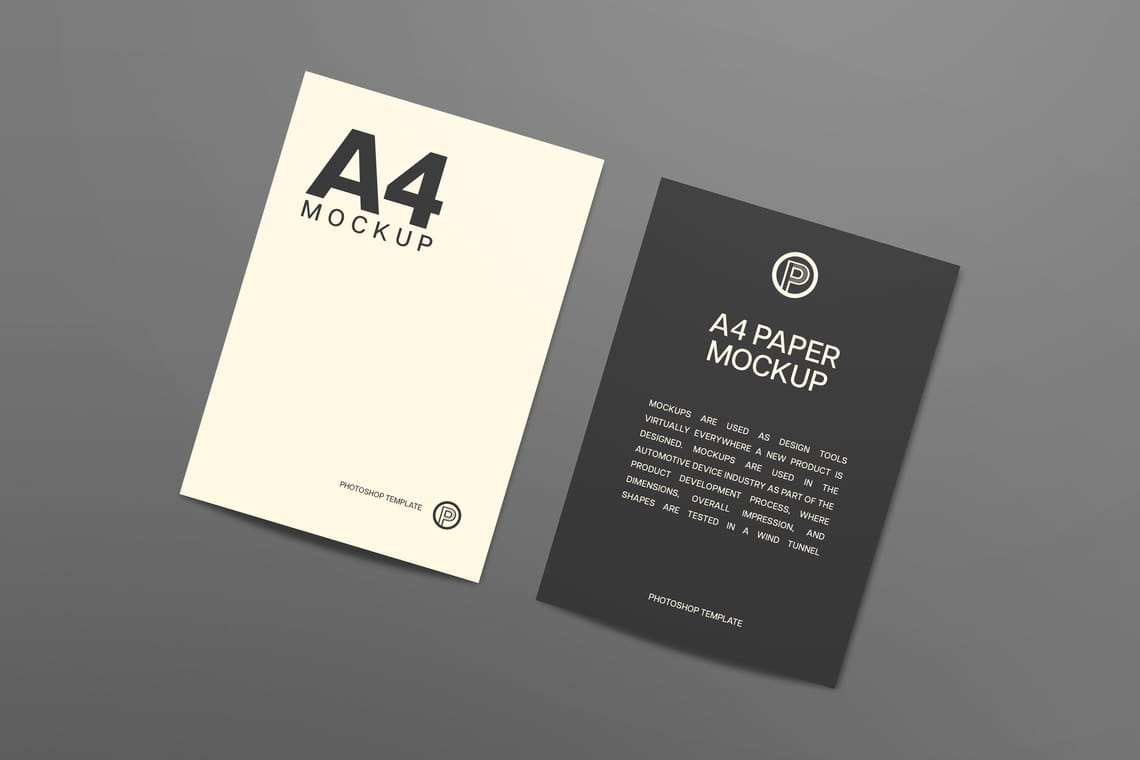 Photoshop A4 Paper Set Mockup