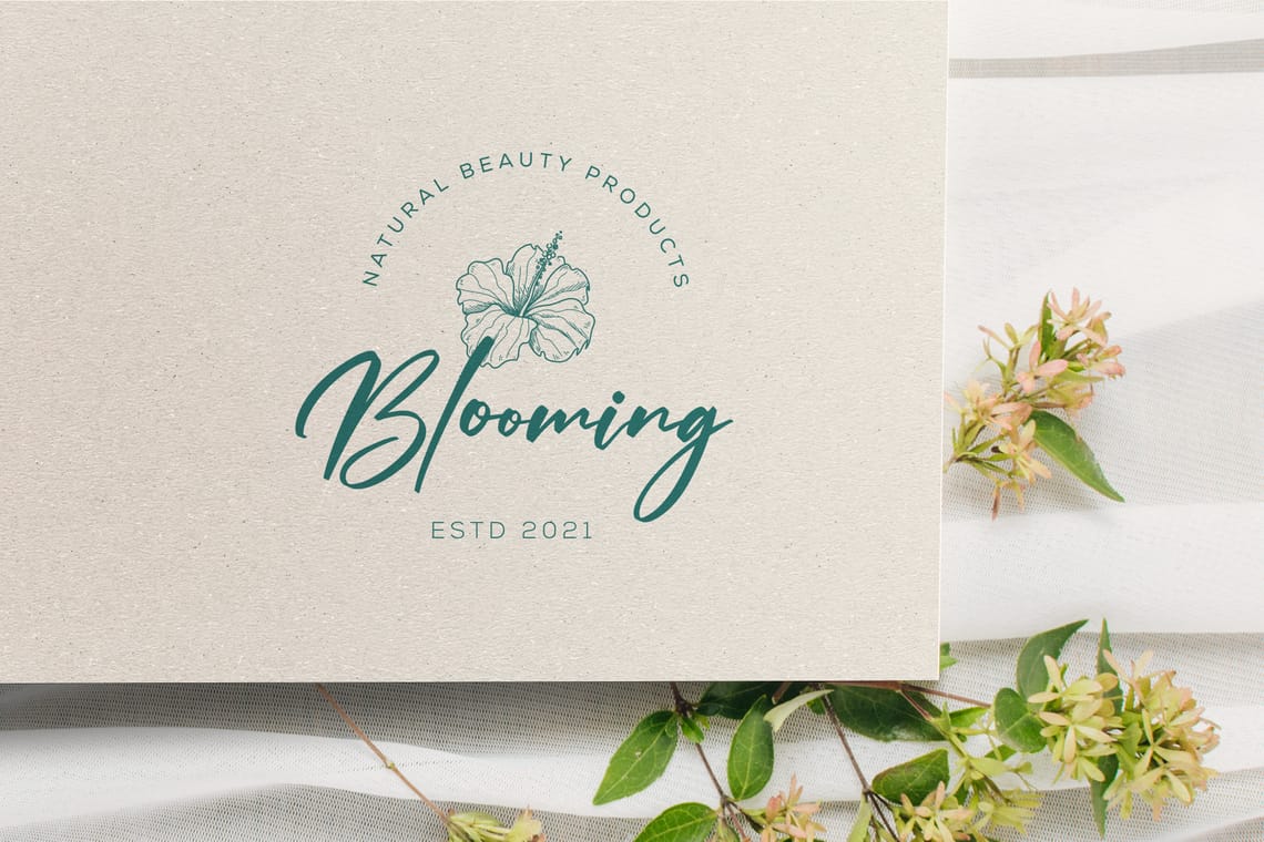 Blooming Realistic Paper Logo Mockup