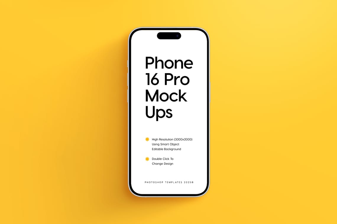 Photoshop Long Shadow iPhone 16 Mockup