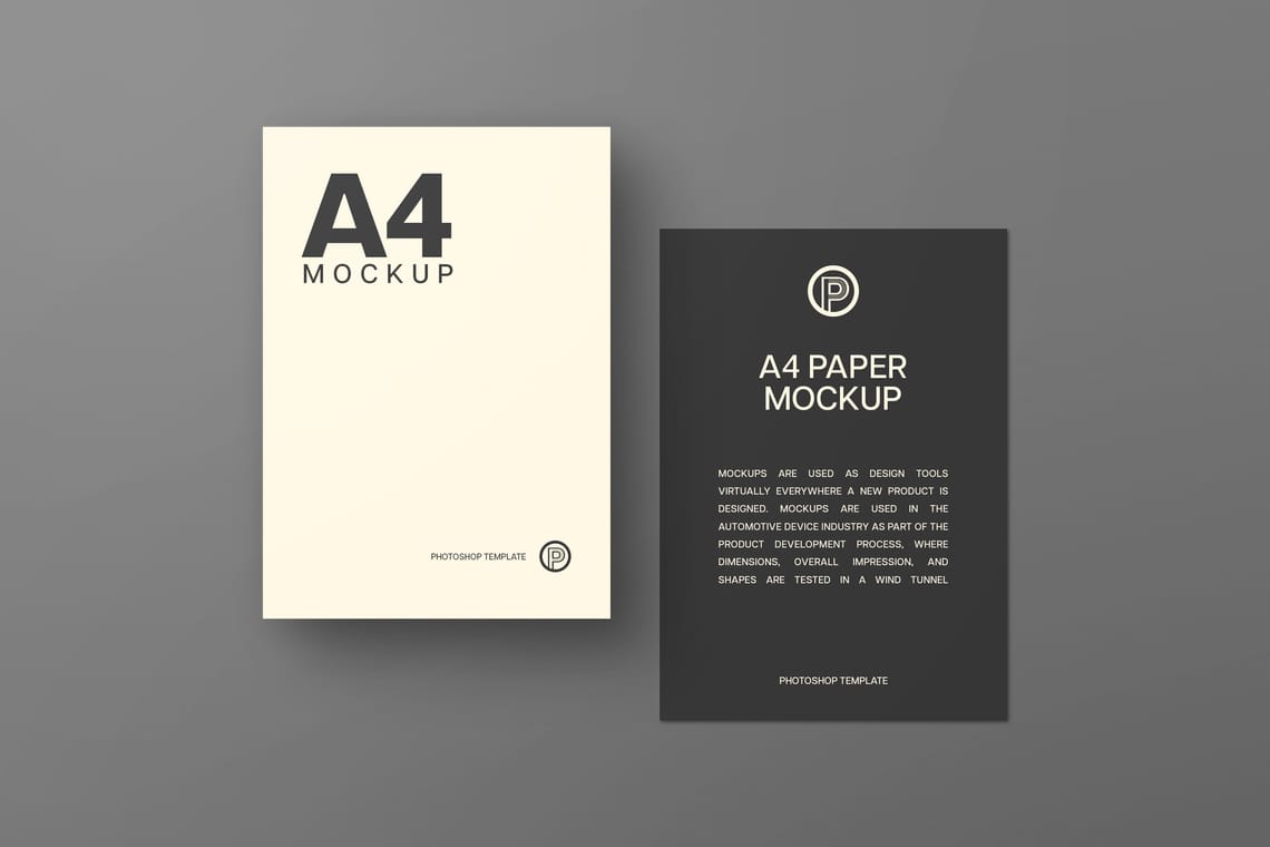 Photoshop Minimal A4 Paper Set Mockup