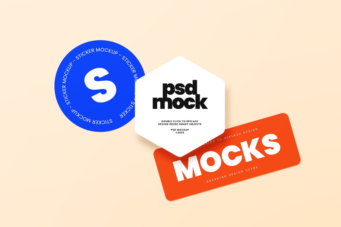 Photoshop Shape Sticker Mockup