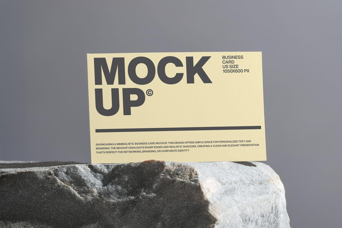 Photoshop Stand Business Card Mockup On Stone