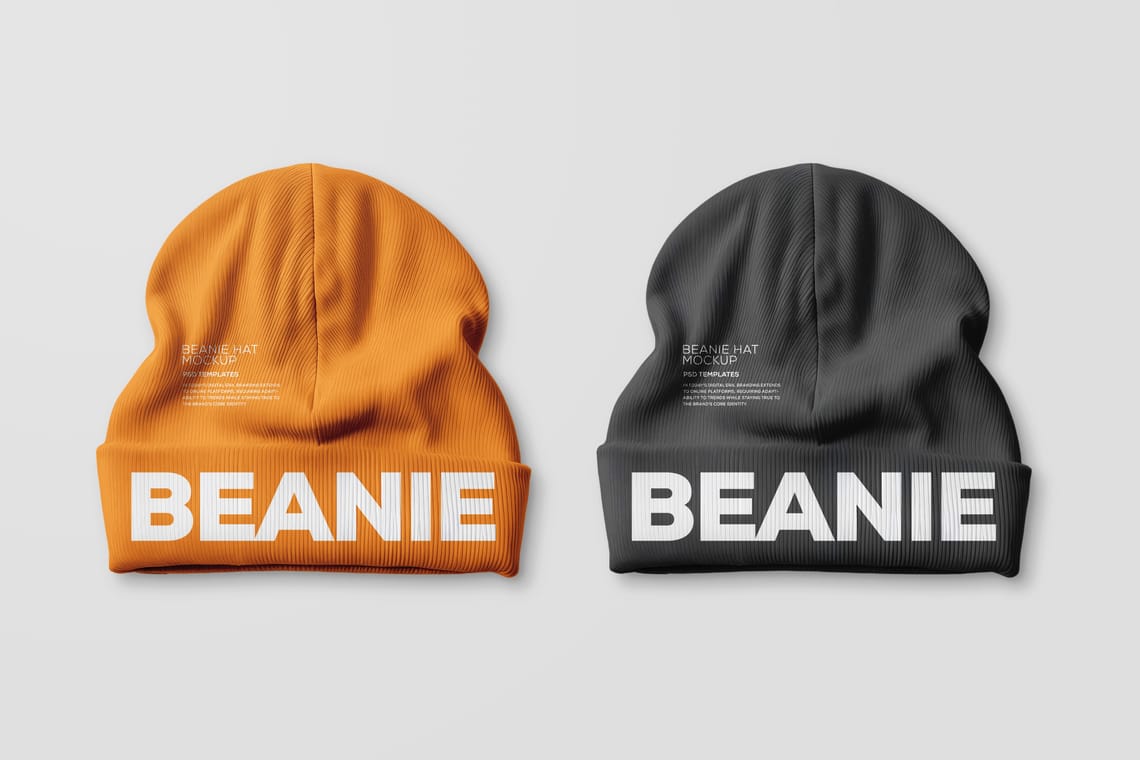 Photoshop Two Beanie Hat Mockup