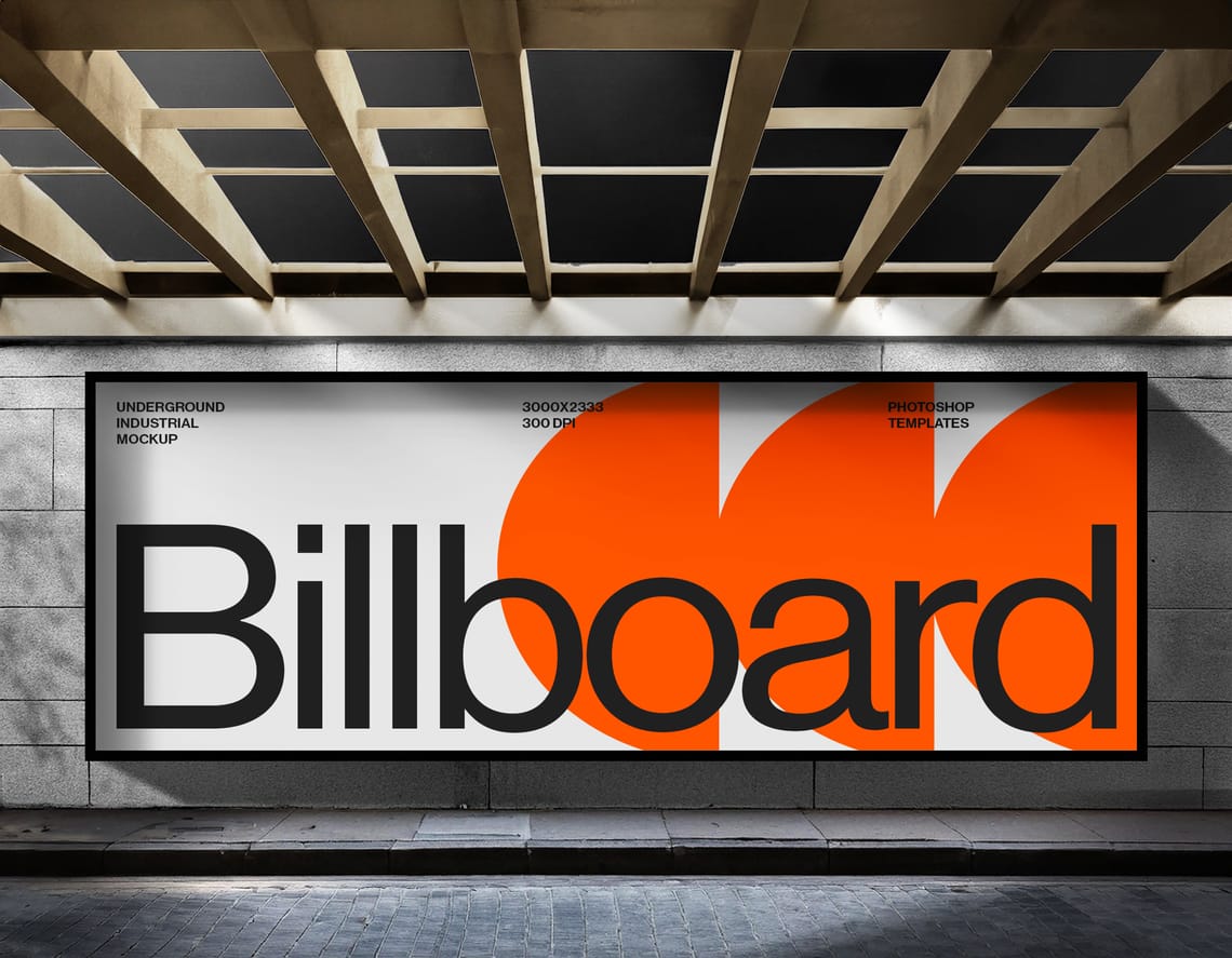 Photoshop Underground Industrial Billboard Mockup