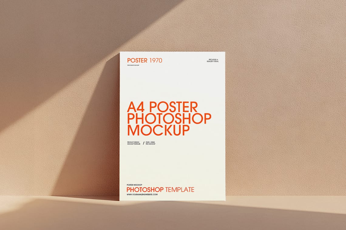 Photoshop Poster Mockup With Beige Wall