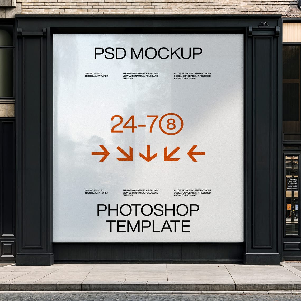 Photoshop Decal Store Glass Mockup