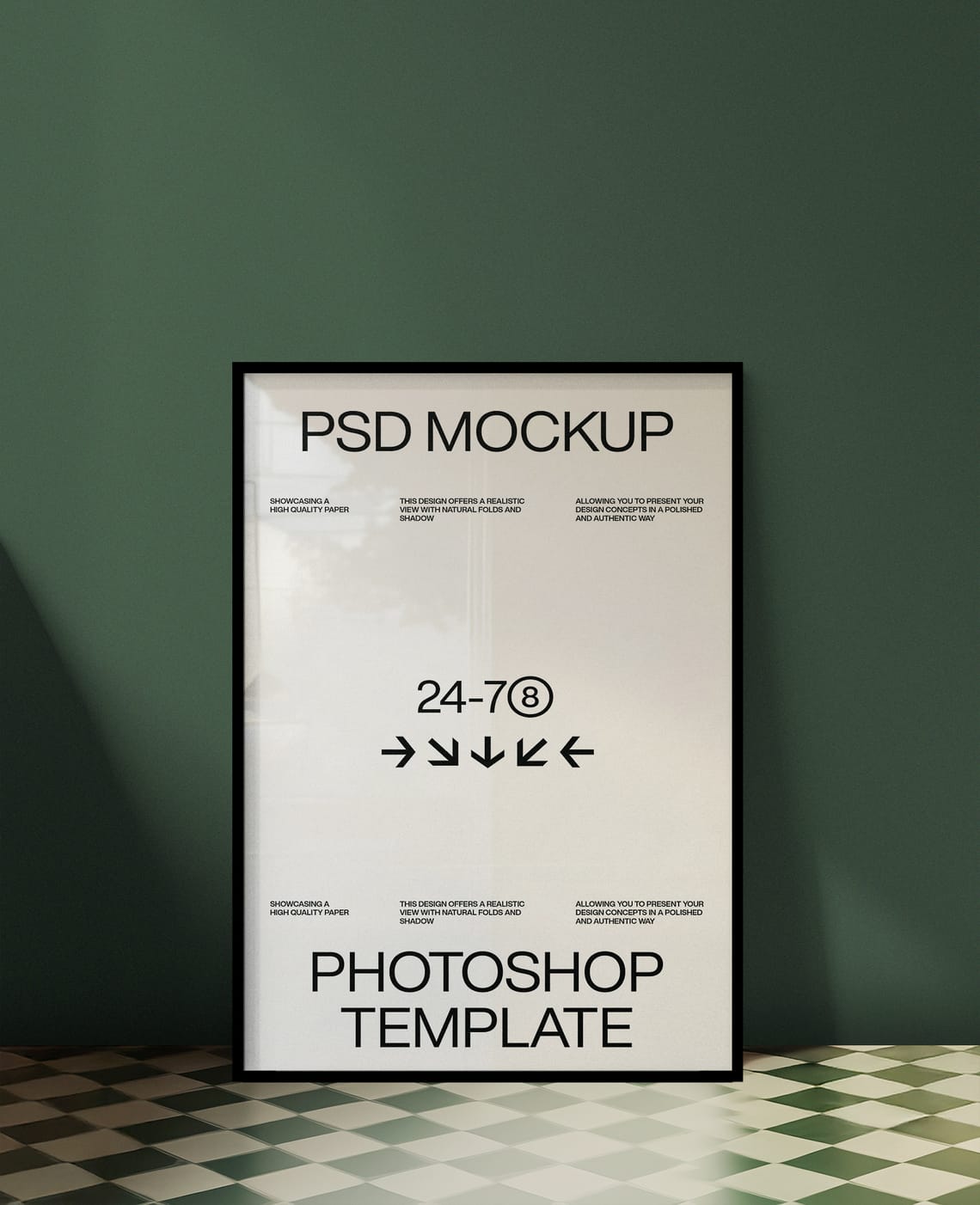 Photoshop Glass Reflection Poster Frame Mockup