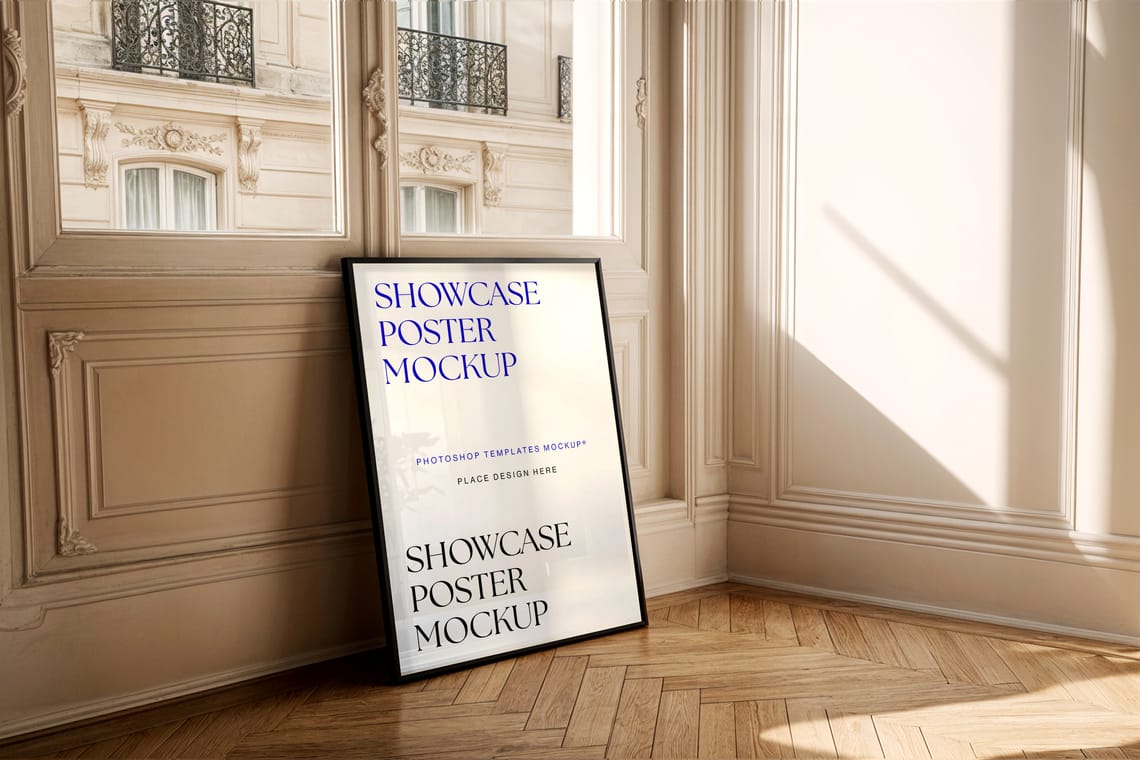 Photoshop Poster Frame Mockup in Room