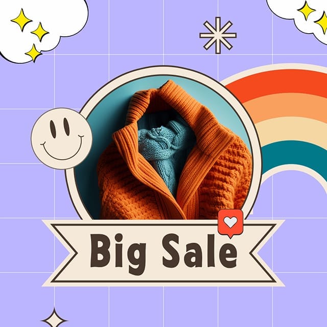 Photoshop Big Sale Fashion Gradient Retro Instagram Post