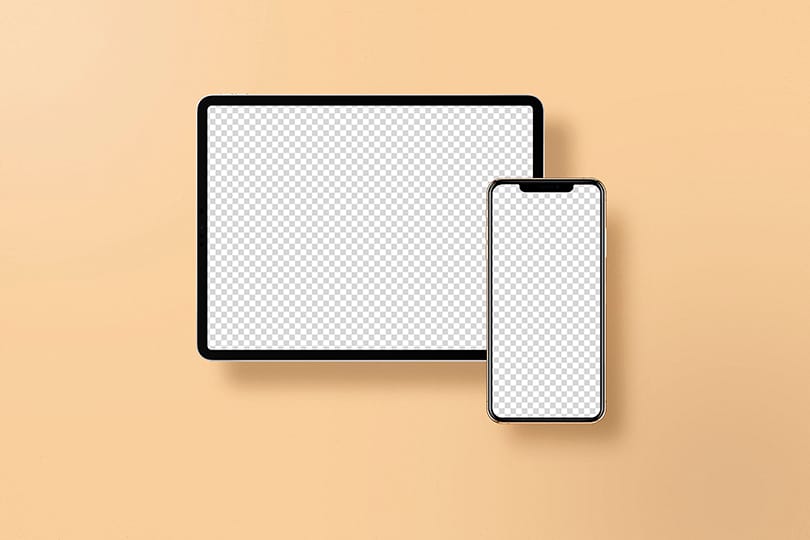 PNG Device Mockup On Orange Textured Background