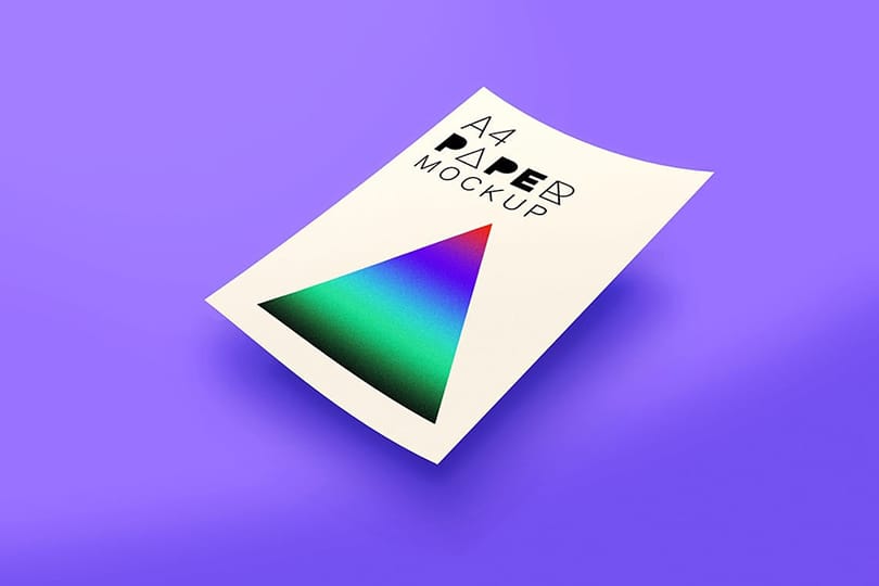 Photoshop A4 Paper Poster Mockup on Purple Background