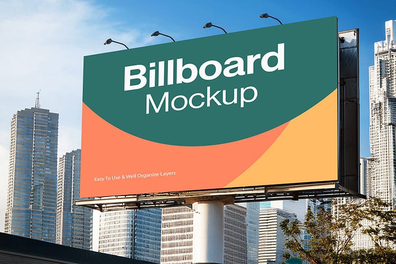 Big Billboard Mockup With Sky And Building Background