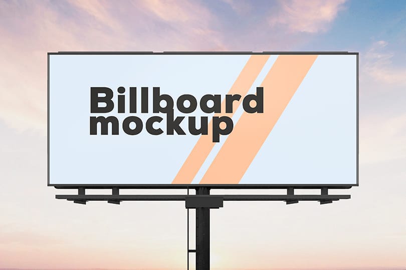 Billboard Mockup With Cloudy Sky Background