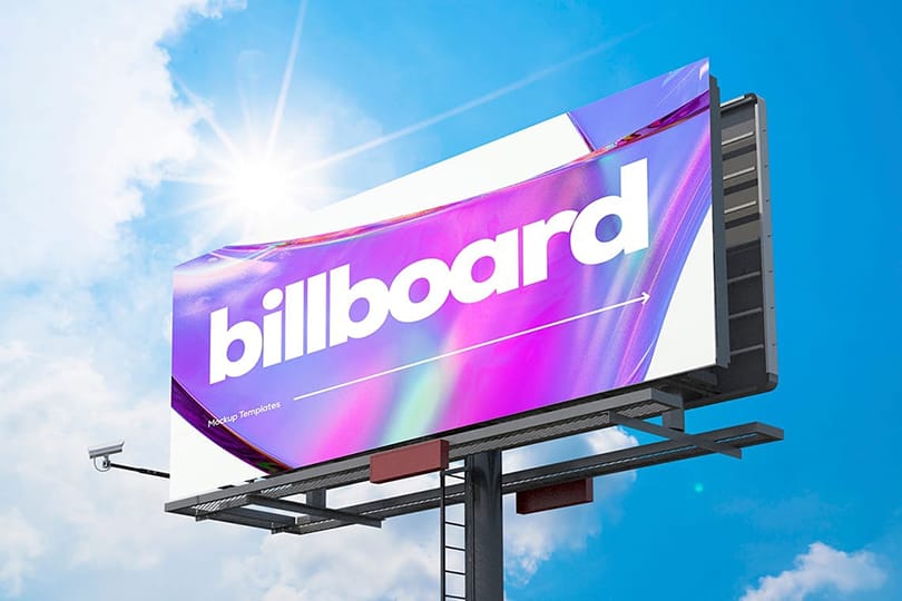 Billboard Mockup on Bright Sky Background