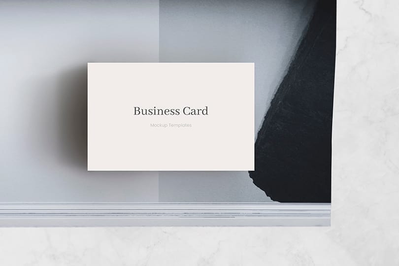 Business Card Mockup With Layered Paper Background