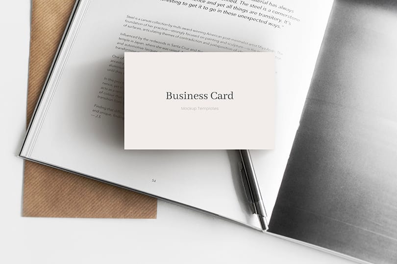 Business Card Mockup on Book Backdrop