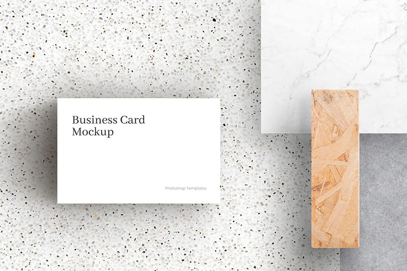 Business Card Mockup on Speckled Marble Texture