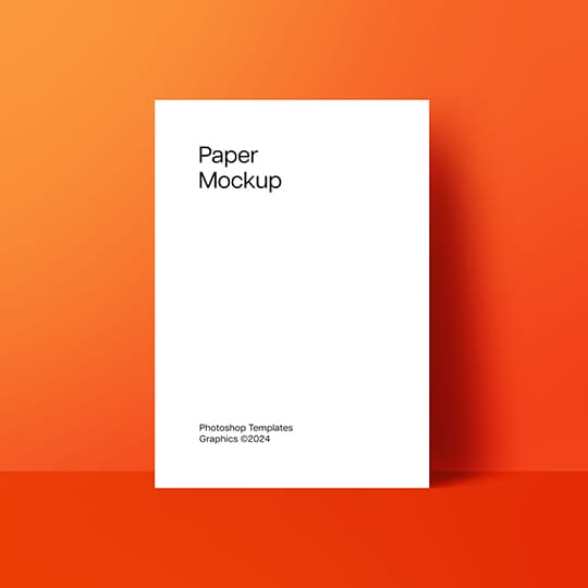 Photoshop Bold Orange Color Paper Mockup