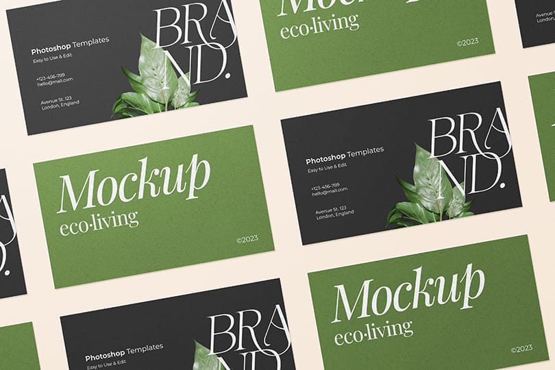 Business Card Mockup Column and Row Layout