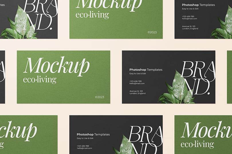 Business Card Mockup Structured Row