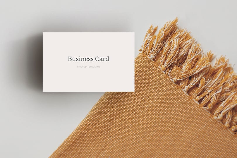 Business Card Mockup With Tablecloth