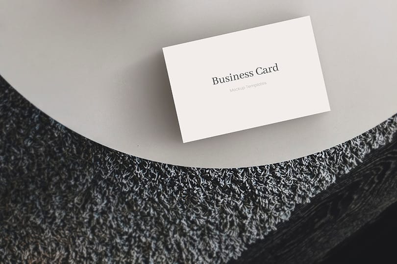 Business Card Mockup on Black Carpet Surface