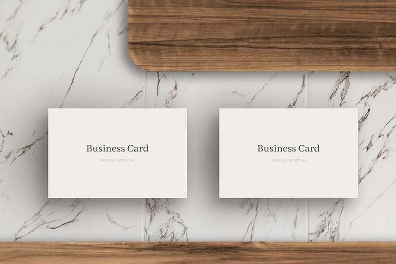 Business Card Mockup on Marble Table