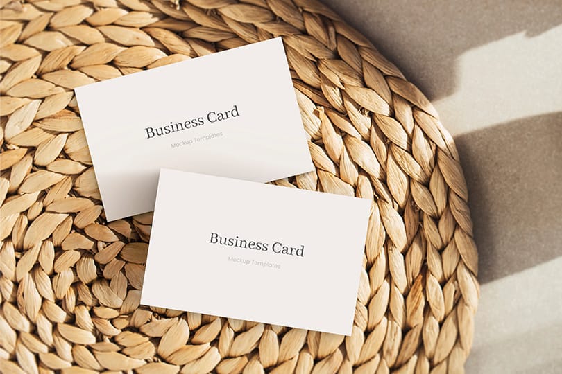 Business Card Mockup on Rattan Podium