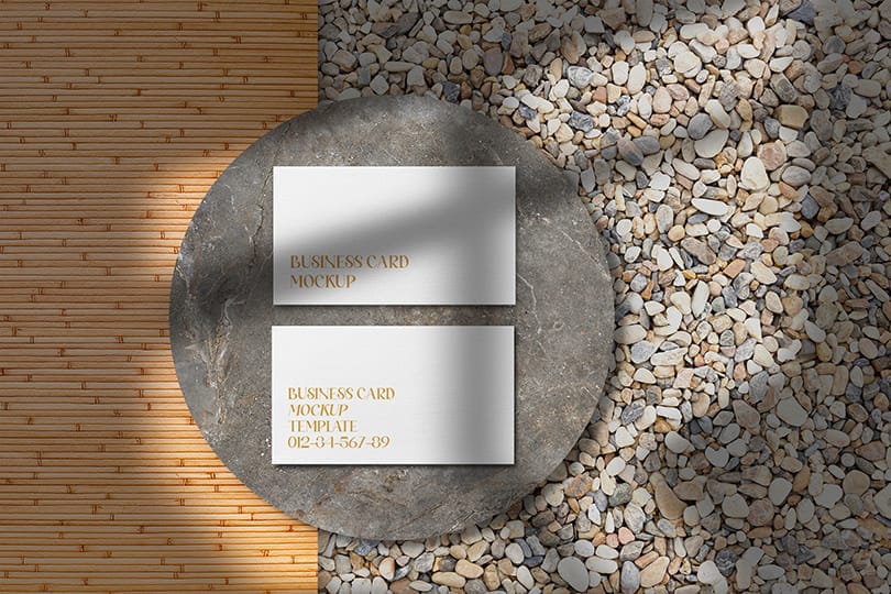 Business Card Mockup on Stone Podium