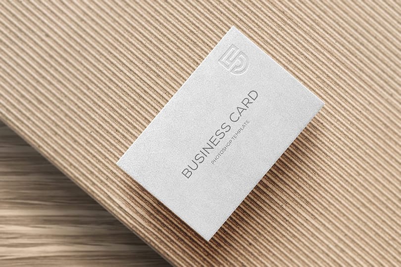 Business Paper Card Mockup on Craft Texture