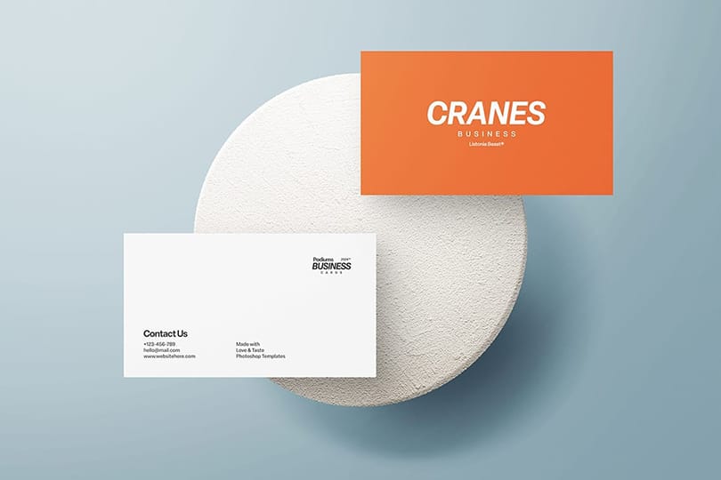 Cranes Business Card Mockup on Circle Podium