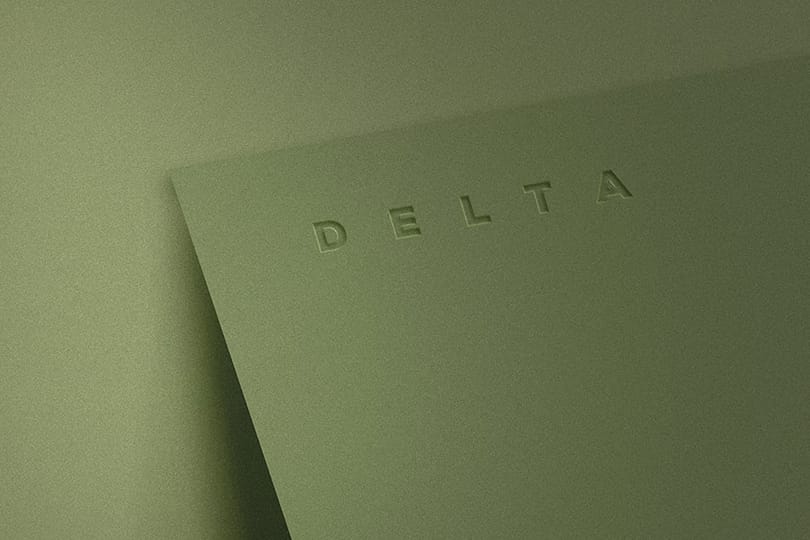 Photoshop Delta Green Paper Logo Mockup Leaning